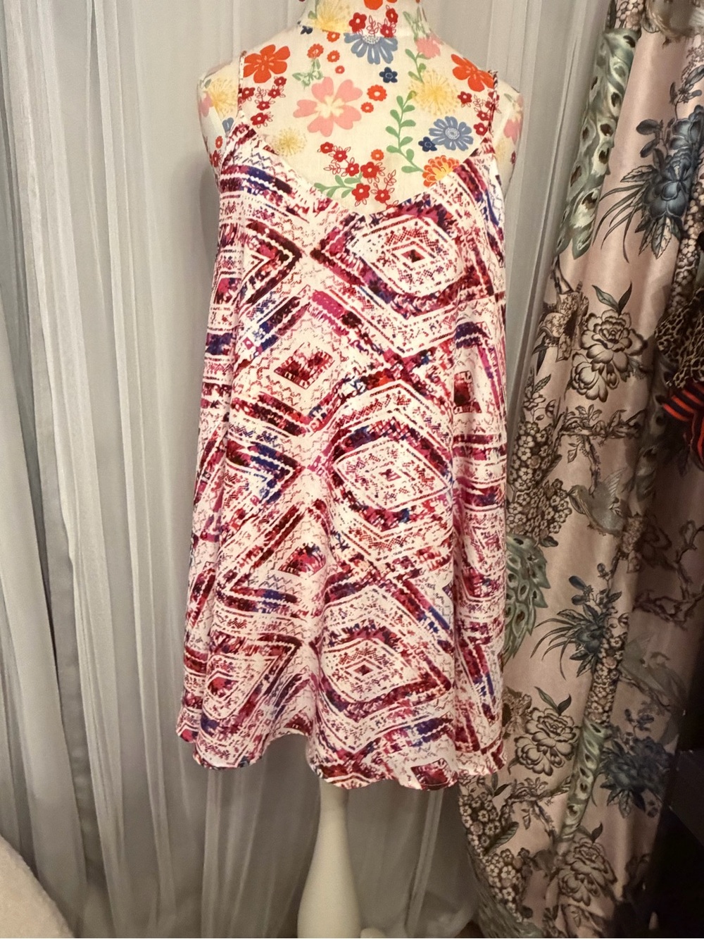 Show Me Your MuMu White Pink & Red Printed Mini Swing Dress